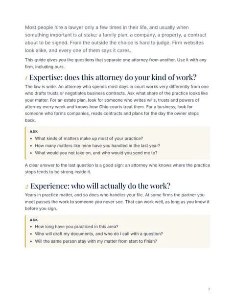 Guide page: Expertise and experience