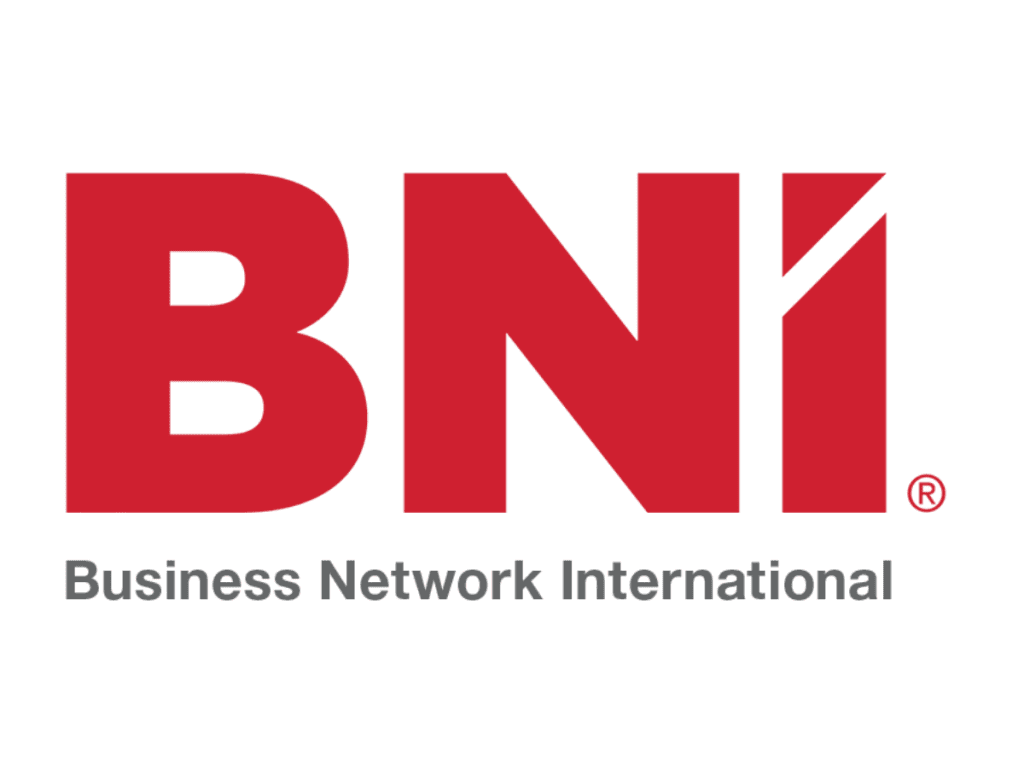 Logo of Business Network International with the initials "BNI" in red.